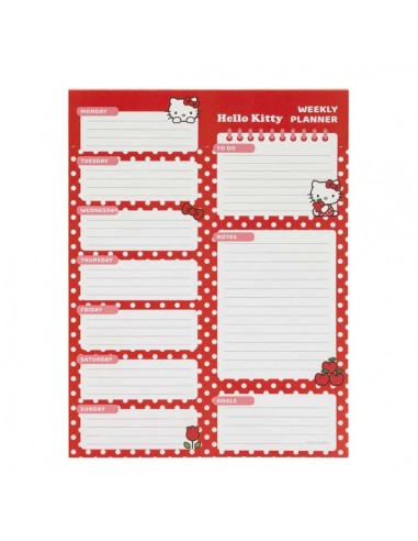 Safta Hello Kitty Planificador Semanal - 50 Paginas - 100 g m2 - 19x25.5cm - Color Rojo y Blanco