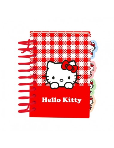 Safta Hello Kitty Bloc de Notas - Formato A7 - 80 Hojas de 80 g m2 - Espiral - Tapas Duras - 4 Separadores Interiores -