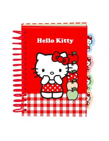 Safta Hello Kitty Bloc de Notas - Formato A6 - 80 Hojas de 80 g m2 - Espiral - Tapas Duras - 4 Separadores Interiores -