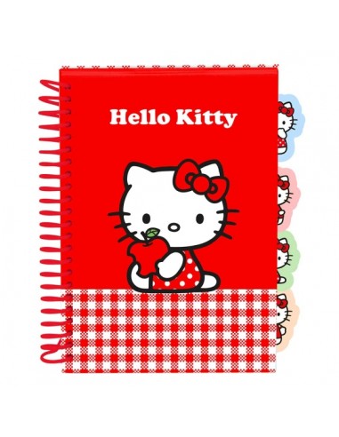 Safta Hello Kitty Bloc de Notas - Formato A5 - 80 Hojas de 80 g m2 - Espiral - Tapas Duras - 4 Separadores Interiores -