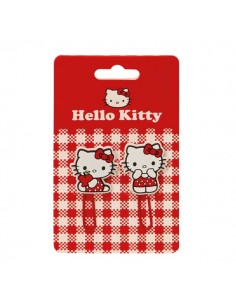 Safta Hello Kitty Pack de 2 Clips - Presentado en Blister - Color Rojo y Blanco
