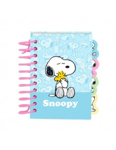 Safta Snoopy Bloc de Notas - Formato A7 - 80 Hojas de 80 g m2 - Espiral - Tapas Duras - 4 Separadores Interiores - 7.4x10.5cm