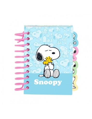 Safta Snoopy Bloc de Notas - Formato A7 - 80 Hojas de 80 g m2 - Espiral - Tapas Duras - 4 Separadores Interiores - 7.4x10.5cm