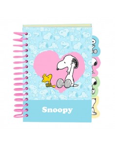 Safta Snoopy Bloc de Notas - Formato A6 - 80 Hojas de 80 g m2 - Espiral - Tapas Duras - 4 Separadores Interiores -