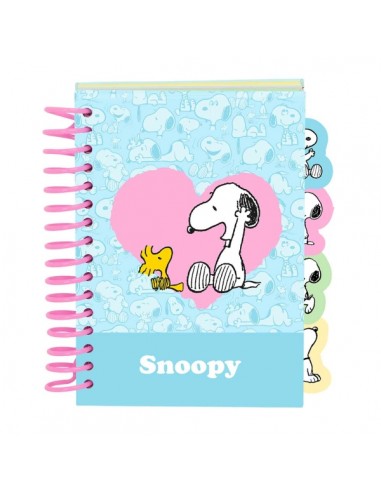 Safta Snoopy Bloc de Notas - Formato A6 - 80 Hojas de 80 g m2 - Espiral - Tapas Duras - 4 Separadores Interiores -