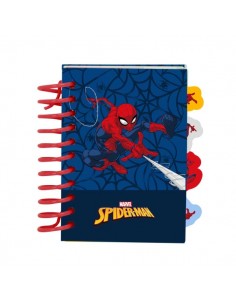 Safta Spider-Man Bloc de Notas - Formato A7 - 80 Hojas de 80 g m2 - Espiral - Tapas Duras - 4 Separadores Interiores -