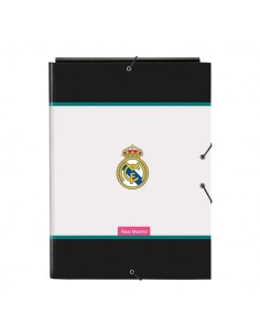Safta Real Madrid Equipacion 26 27 Carpeta de 3 Solapas - Formato Folio - Cierre con Gomas Elasticas - Tapas Duras Forradas -