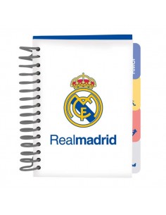 Safta Real Madrid Equipacion 26 27 Bloc de Notas - Formato A6 - 80 Hojas de 80 g m2 - Espiral - Tapas Duras - 4 Separadores