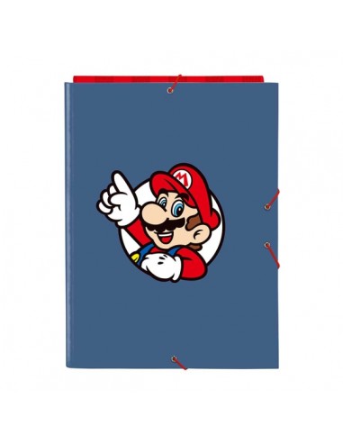 Safta Super Mario Carpeta de 3 Solapas - Formato Folio - Cierre con Gomas Elasticas - Tapas Duras Forradas - 26x33.5x2.5cm -