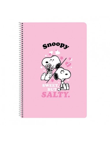 Safta Snoopy Libreta con Espiral - Formato Folio - 80 Hojas de 80g m2 - Cuadricula 4x4mm - Tapas Duras Glasofonadas -