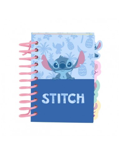 Safta Stitch Bloc de Notas - Formato A7 - 80 Hojas de 80 g m2 - Espiral - Tapas Duras - 4 Separadores Interiores - 7.4x10.5cm