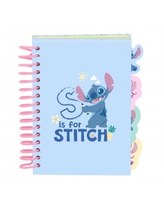 Safta Stitch Bloc de Notas - Formato A6 - 80 Hojas de 80 g m2 - Espiral - Tapas Duras - 4 Separadores Interiores -