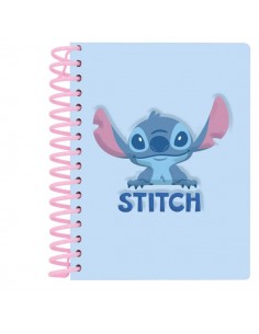 Safta Stitch Squishy Bloc de Notas - Frontal Antiestres - Espiral - 13.5x17.9x1.9cm - Color Azul Pastel