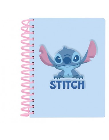 Safta Stitch Squishy Bloc de Notas - Frontal Antiestres - Espiral - 13.5x17.9x1.9cm - Color Azul Pastel