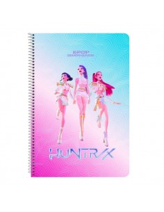 Safta K-Pop Demon Hunters Libreta con Espiral - Formato Folio - 80 Hojas de 80g m2 - Cuadricula 4x4mm - Tapas Duras