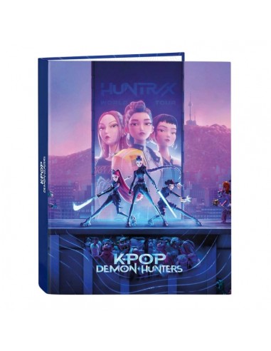 Safta K-Pop Demon Hunters Carpeta de 4 Anillas de 25mm - Formato Folio - Tapas Duras Forradas - 26.5x33x4cm - Multicolor