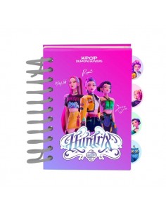 Safta K-Pop Demon Hunters Bloc de Notas - Formato A7 - 80 Hojas de 80 g m2 - Espiral - Tapas Duras - 4 Separadores Interiores
