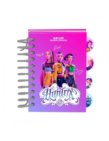 Safta K-Pop Demon Hunters Bloc de Notas - Formato A7 - 80 Hojas de 80 g m2 - Espiral - Tapas Duras - 4 Separadores Interiores