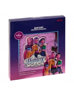 Safta K-Pop Demon Hunters Pack de Diario y Boligrafo de 10 Colores - Candado - Tapa con Pelo - Hojas Decoradas - Color Rosa