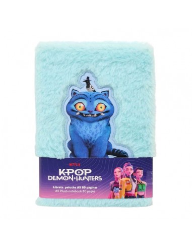 Safta K-Pop Demon Hunters Bloc de Notas - Formato A5 - Tapas de Peluche - 80 Paginas - 21x14.8cm - Color Azul Claro