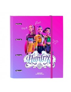 Safta K-Pop Demon Hunters Carpeta de 4 Anillas de 35mm - Recambio de 100 Hojas A4 - Cuadricula de 5x5mm - 80g m2 -
