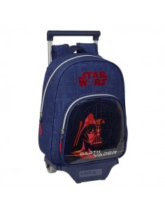 Safta Star Wars Mochila con Carro - Extraible - Portabotellas - Bolsillo Frontal - Asa de Mano - 27x33x10cm - Color Azul