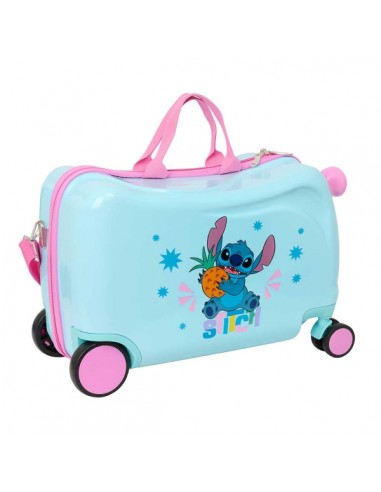 Safta Stitch Bright Maleta Trolley Infantil - Reposapies - Bandolera Ajustable - Asas de Mano - Tiradores con Ranura para