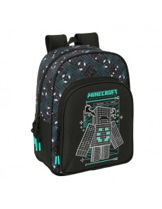 Safta Minecraft Screen Mochila Infantil - Portabotellas - Bolsillo Frontal - Adaptable a Carro - Hombreras Acolchadas -