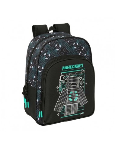 Safta Minecraft Screen Mochila Infantil - Portabotellas - Bolsillo Frontal - Adaptable a Carro - Hombreras Acolchadas -
