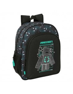 Safta Minecraft Screen Mochila - 15L - Adaptable a Carro - Bolsillo Frontal - Portabotellas - Cremallera con Doble Tirador -
