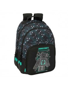Safta Minecraft Screen Mochila - Adaptable a Carro - Bolsillo Frontal - Portabotellas - Cremallera con Doble Tirador - Asa de