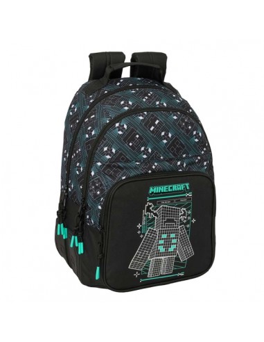 Safta Minecraft Screen Mochila - Adaptable a Carro - Bolsillo Frontal - Portabotellas - Cremallera con Doble Tirador - Asa de