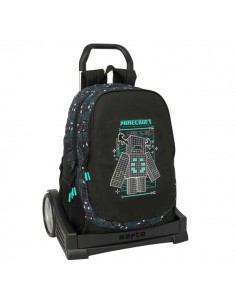 Safta Minecraft Screen Mochila con Carro - Extraible - 23L - Portabotellas - Cremallera con Doble Tirador - Asa de Mano -
