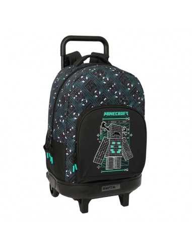 Safta Minecraft Screen Mochila con Carro - Extraible - 33L - Portabotellas - Tarjeta de Identificacion Personal - Cremallera
