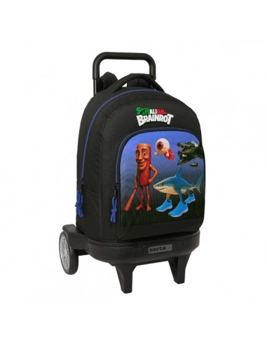 Safta Brainrot Mochila con Carro - Extraible - 33L - Portabotellas - Tarjeta de Identificacion Personal - Ruedas