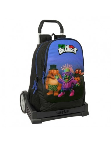 Safta Brainrot Mochila con Carro - Extraible - 23L - Portabotellas - Cremallera con Doble Tirador - Asa de Mano - Espalda