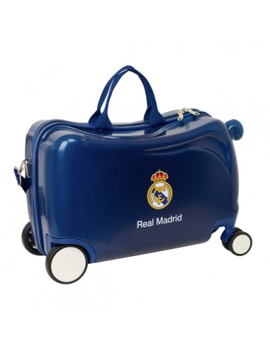 Safta Real Madrid Maleta Trolley Infantil - Reposapies - Bandolera Ajustable - Asas de Mano - Tiradores con Ranura para