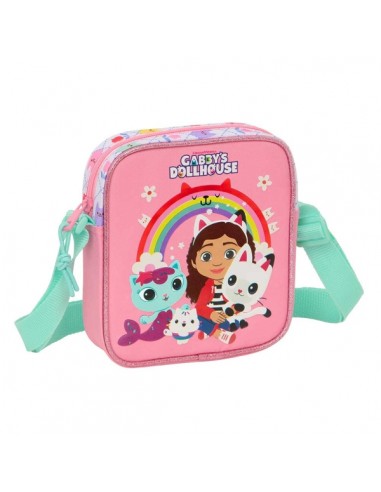 Safta Gabby's Dollhouse Bolsito con Bandolera Ajustable - Compacto - Cierre con Cremallera - 16x18x4cm - Color Rosa