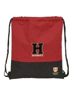 Safta Harry Potter Hogwarts Saco Plano - Cierre con Cordones - Bolsillo Interior con Cremallera - 35x40x1cm - Color Negro y