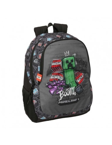 Safta Minecraft Graffiti Mochila - 23L - Adaptable a Carro - Espalda Acolchada - Portabotellas - Cremallera con Doble Tirador