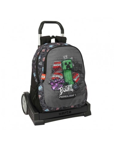 Safta Minecraft Graffiti Mochila con Carro - Extraible - 23L - Portabotellas - Cremallera con Doble Tirador - Asa de Mano -