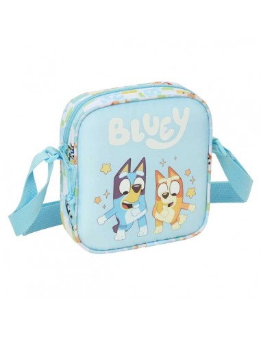 Safta Bluey Ready Bolsito con Bandolera Ajustable - Compacto - Cierre con Cremallera - 16x18x4cm - Color Azul Pastel