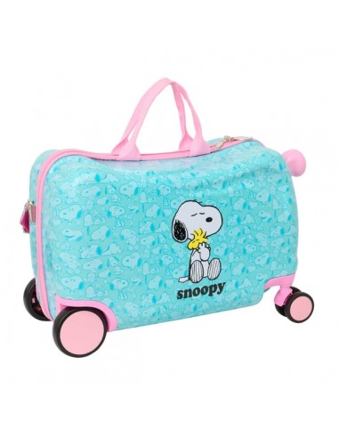 Safta Snoopy Maleta Trolley Infantil - Reposapies - Bandolera Ajustable - Asas de Mano - Tiradores con Ranura para Candado -