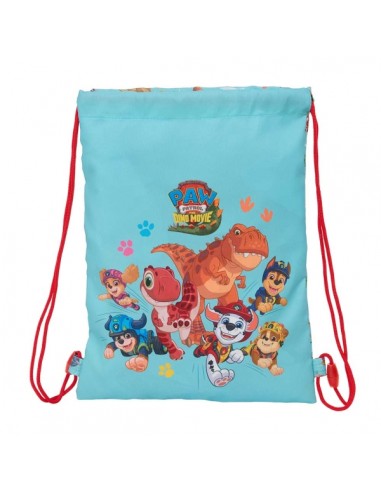Safta Paw Patrol Dino Rescue Saco Plano - Cierre con Cordones - Bolsillo Interior con Cremallera - 26x34x1cm - Color Azul