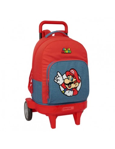 Safta Super Mario Mochila con Carro - Extraible - 33L - Portabotellas - Tarjeta de Identificacion Personal - Ruedas