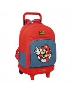 Safta Super Mario Mochila con Carro - Extraible - 33L - Portabotellas - Tarjeta de Identificacion Personal - Cremallera con