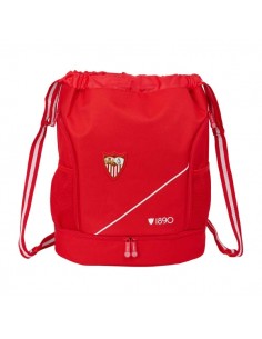Safta Sevilla FC Saco Mochila - Cremallera Bidireccional - Portabotellas - Hombreras de Cinta Ajustables - Compartimento