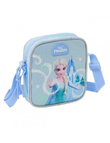 Safta Frozen Bolsito con Bandolera Ajustable - Compacto - Cierre con Cremallera - 16x18x4cm - Color Azul Pastel