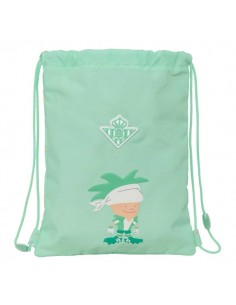 Safta Real Betis Balompie Preescolar Saco Plano - Cierre con Cordones - Bolsillo Interior con Cremallera - 26x34x1cm - Color