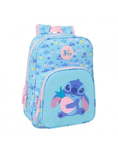 Safta Stitch Waves Mochila Infantil - Portabotellas - Bolsillo Frontal - Adaptable a Carro - Hombreras Acolchadas -